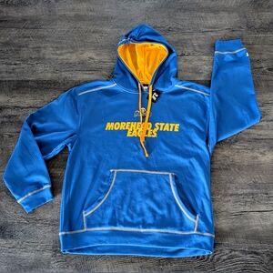 Men's Blue Morehead State Eagles Team Logo RUSSELL Pullover Hoodie NCAA NWT Sz L